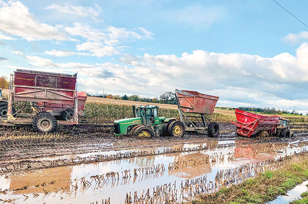 Muddy fields were a constant this season.