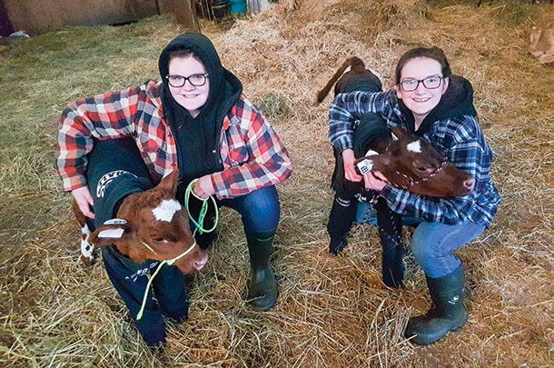 Ally and Kate Coleman of Hampton, New Brunswick, each received a Milking Shorthorn calf as a Christmas gift from their parents. 