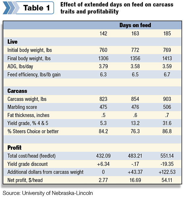 days on feed table