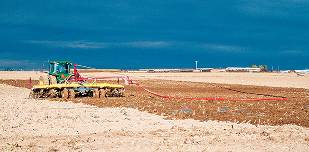 Manure injected directly into the ground.