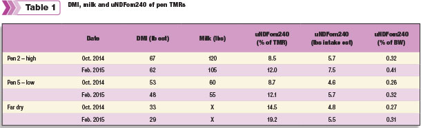 DMI, milk and uNDFom240 of penTMRs