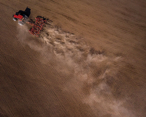 Preparing the land for planting at Old Settler’s Dairy near Denmark, Wisconsin. 