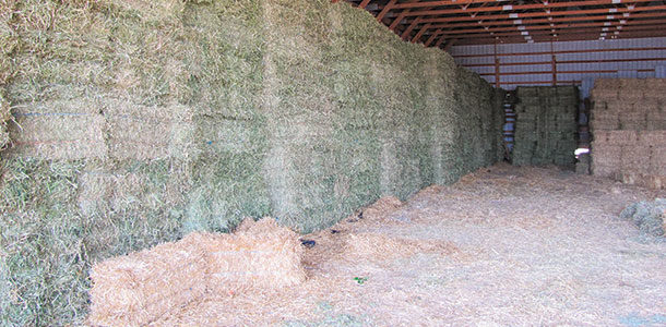 Hay stored in a barn